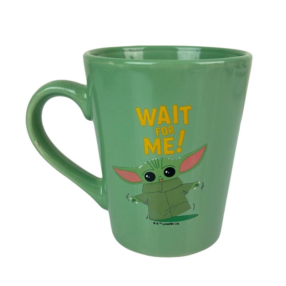Star Wars Mandalorian Grogu Baby Yoda Green Ceramic Wait for me Coffee Mug 14oz